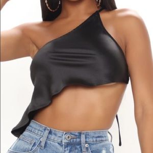 Asymmetrical Black Crop Top!